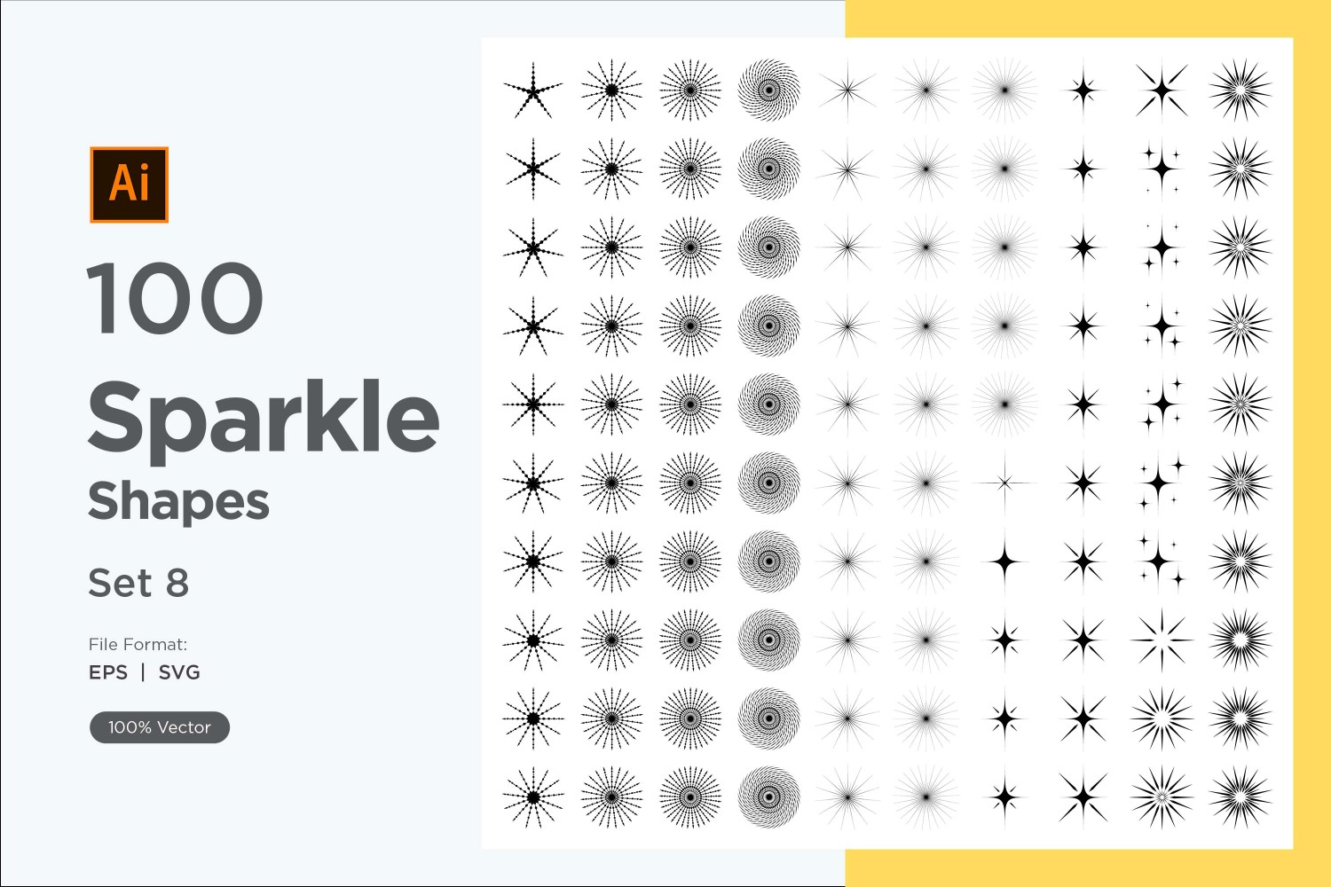 Sparkle shape symbol sign Set 100-V3-8