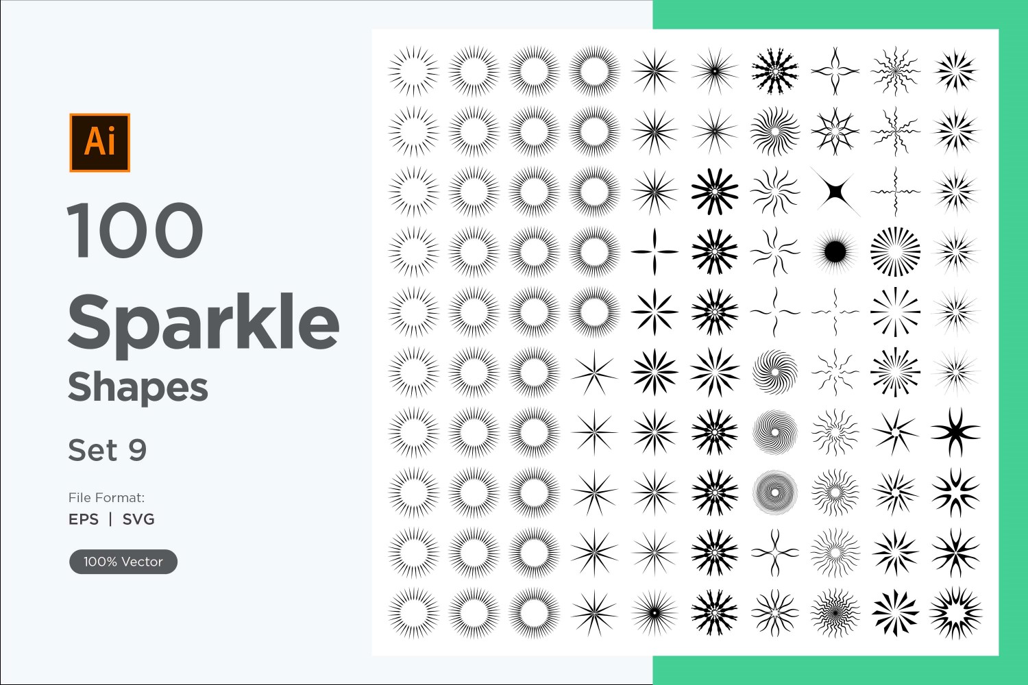 Sparkle shape symbol sign Set 100-V3-9