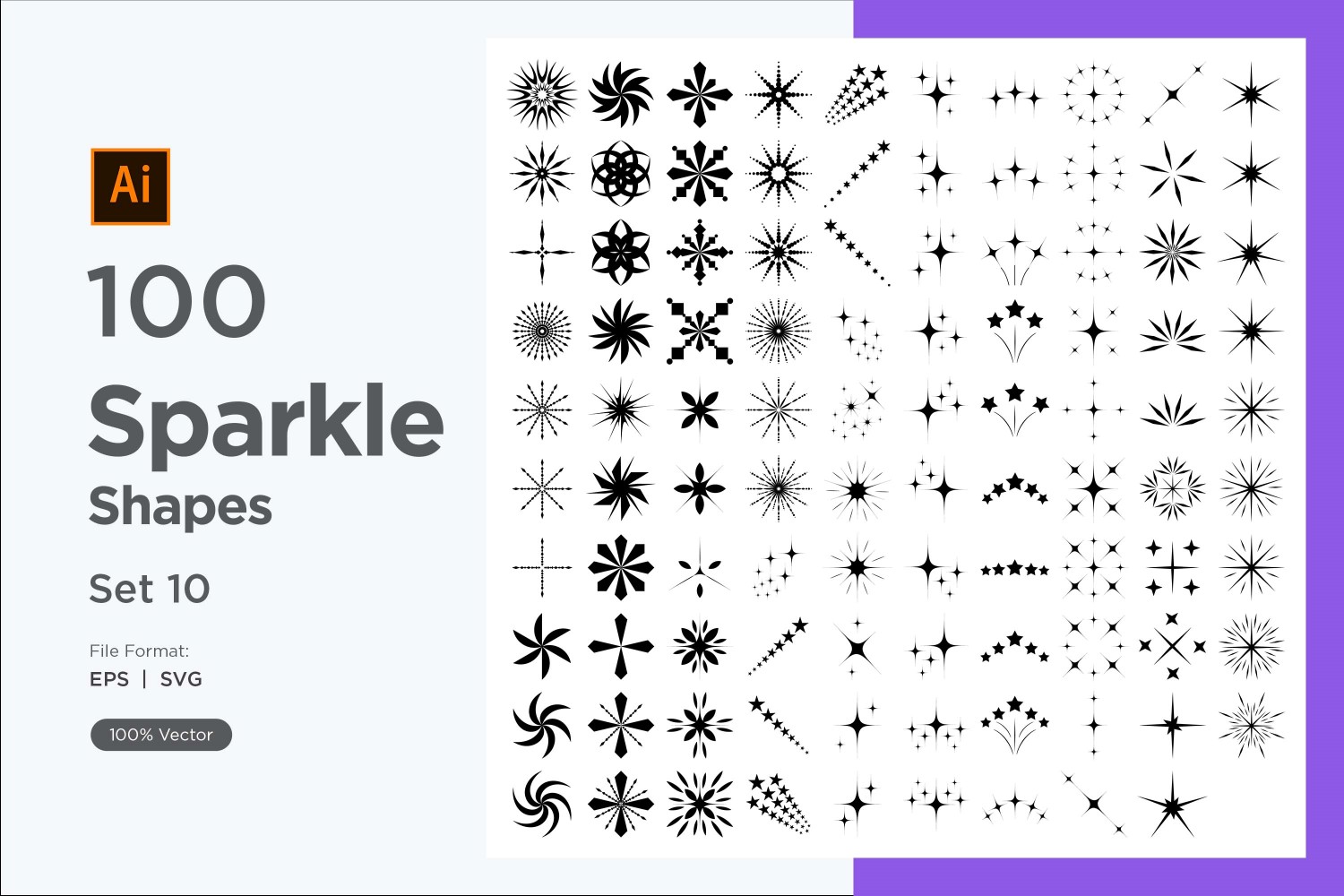 Sparkle shape symbol sign Set 100-V3-10