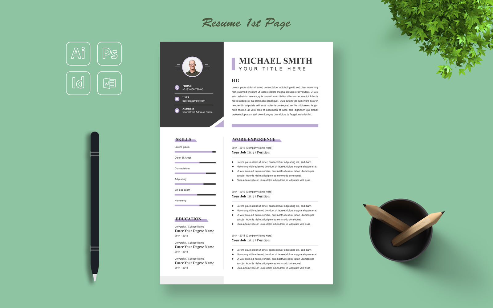 Modern Resume Template Minimalist CV Template