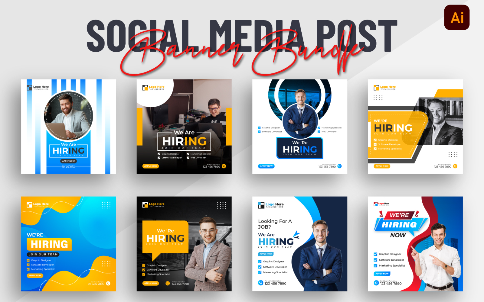 Hiring Job Vacancy Social Media Post Bundle