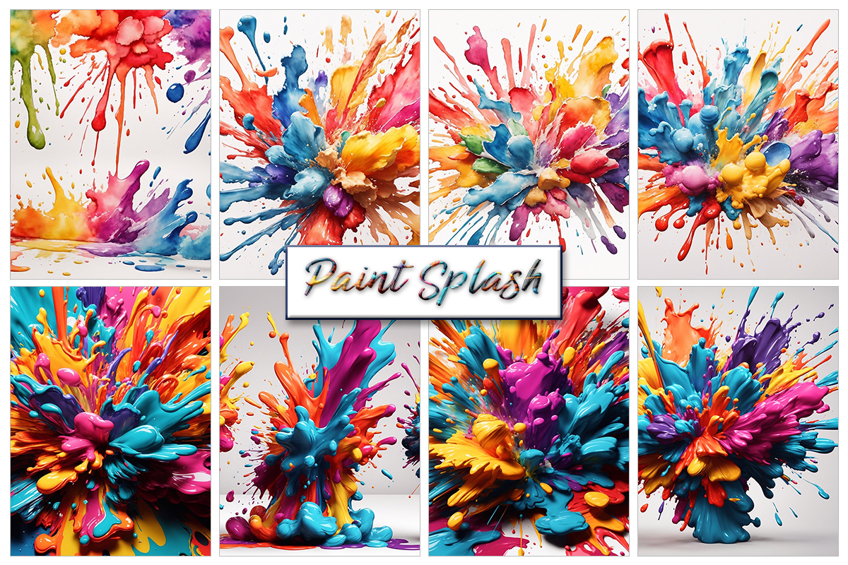 Colorful rainbow explosion paint ink splatter