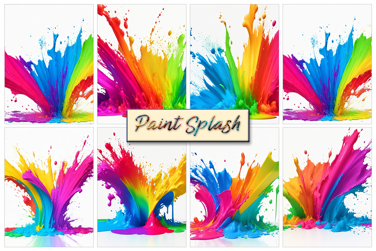 Colorful rainbow liquid paint ink splashes