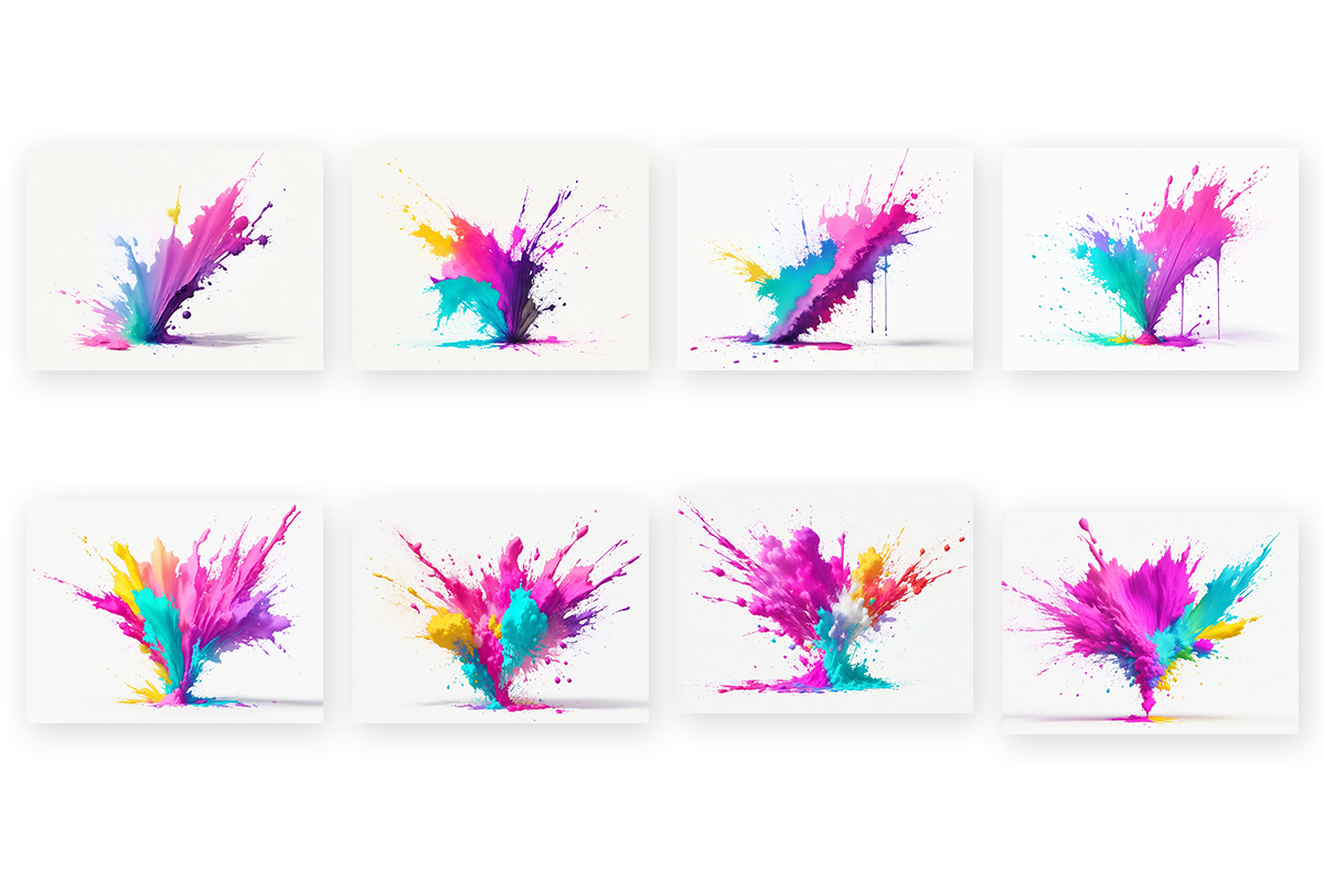 Colorful paint splatter brush stroke, Exploding liquid paint in rainbow colors with splashes