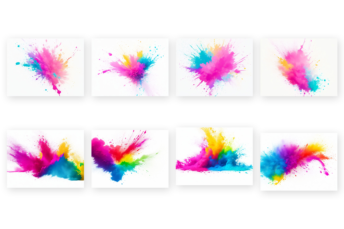 Colorful paint splatter background rainbow ink splashes abstract powder explosion