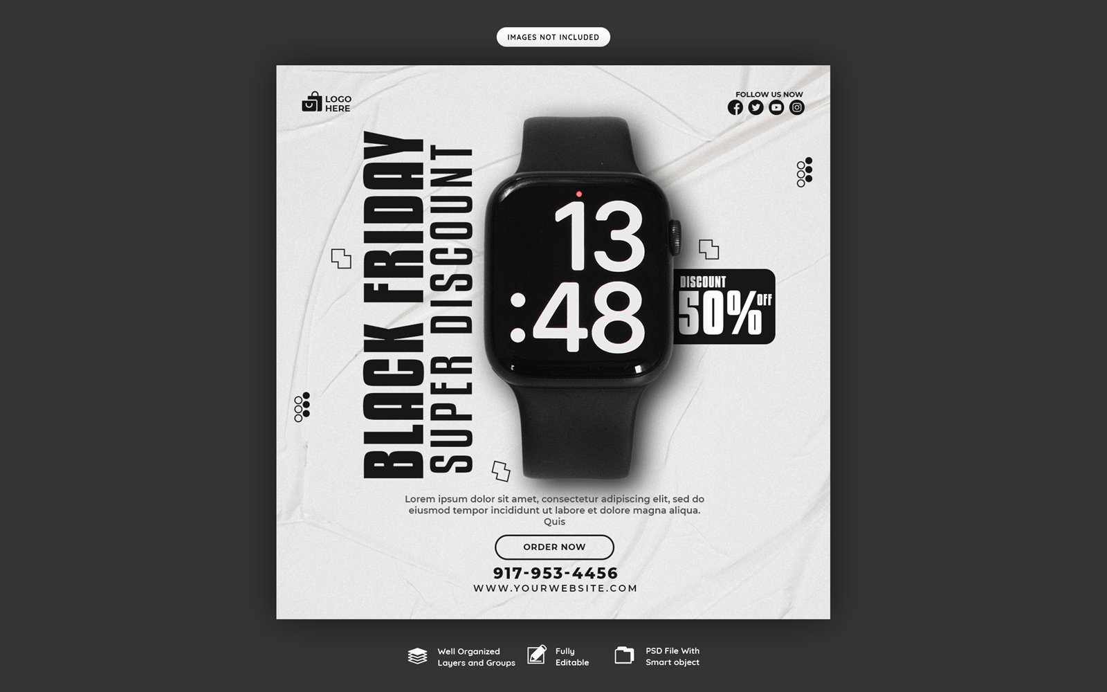 Black Friday Super Sale Discount Social Media Post template