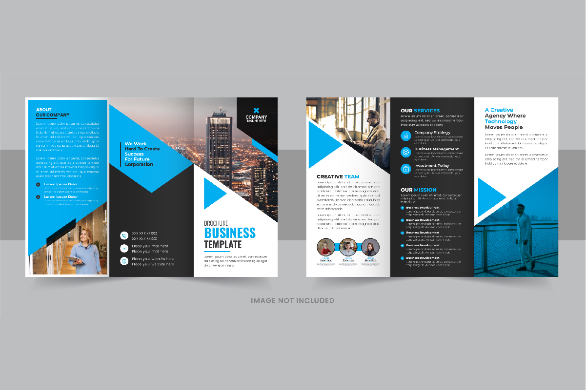 Modern trifold business brochure design layout