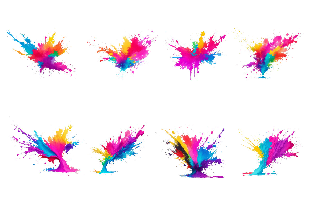 Colorful paint splatter brush stroke