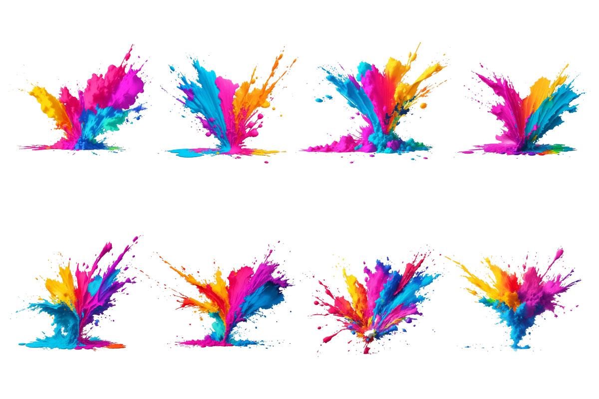 Colorful paint splatter brush stroke, Exploding liquid paint in rainbow ink splashes