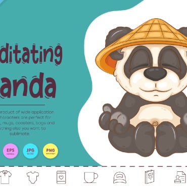 Meditating Panda Vectors Templates 344712