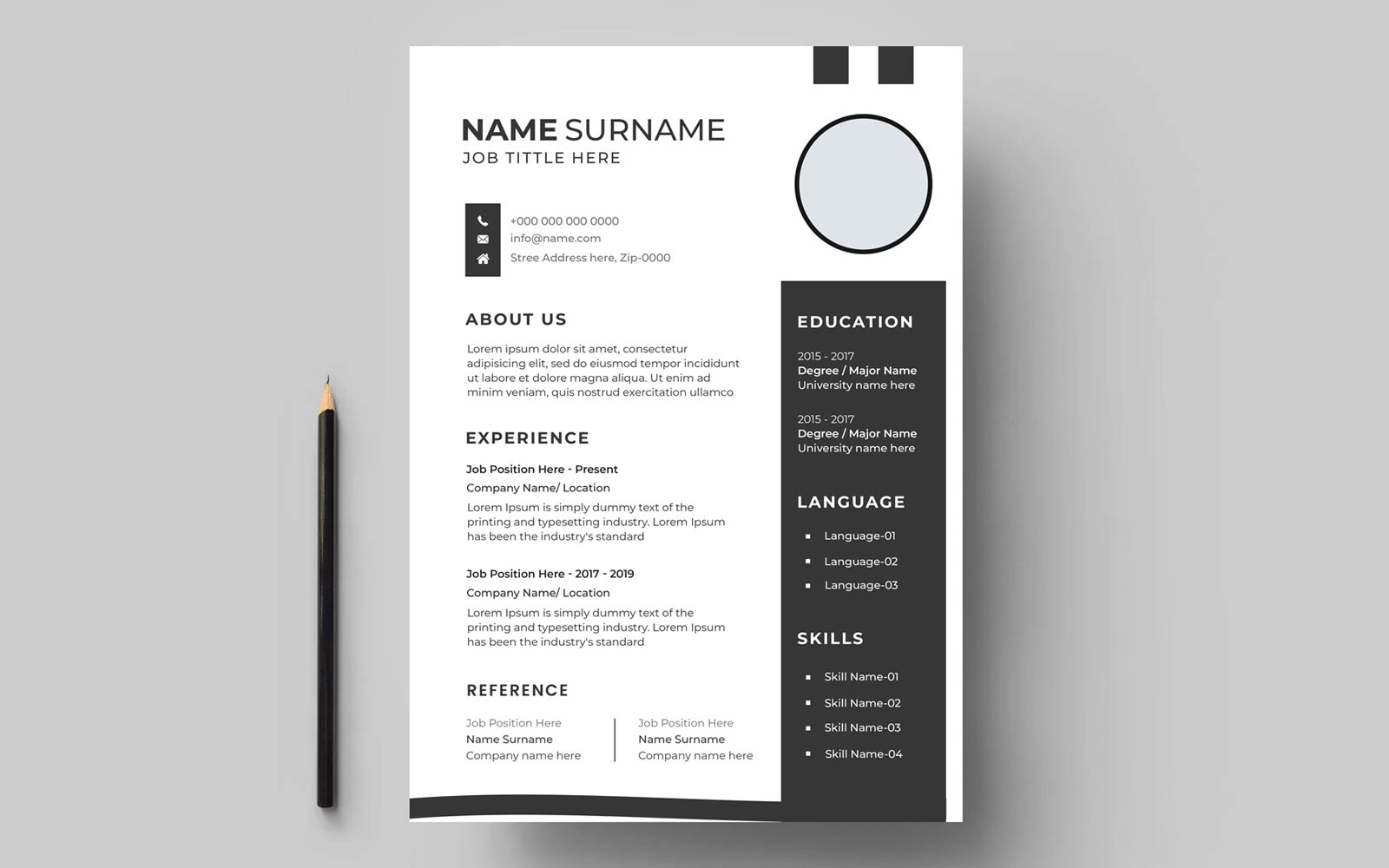 Black and white modern simple template