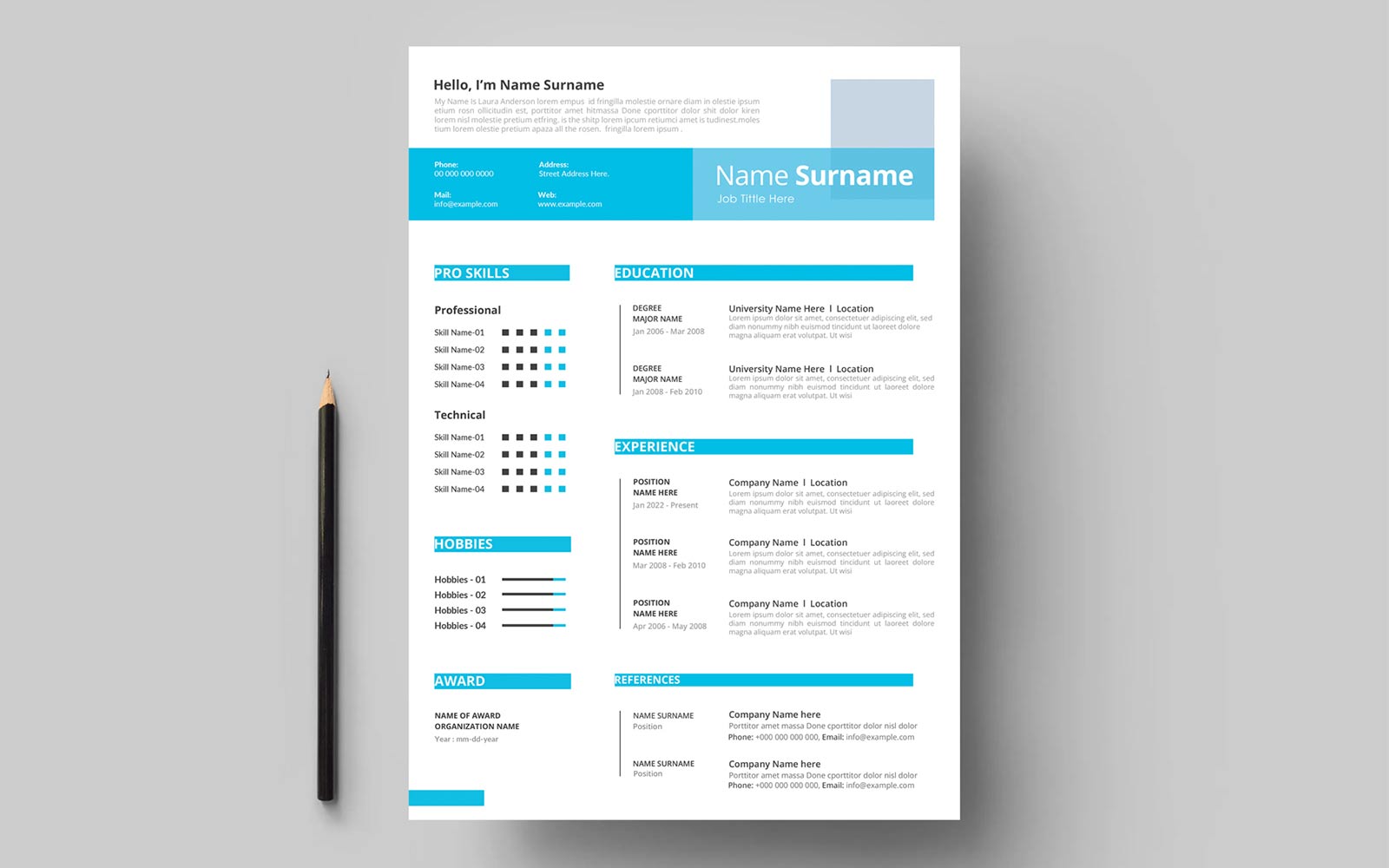 Modern resume template for business