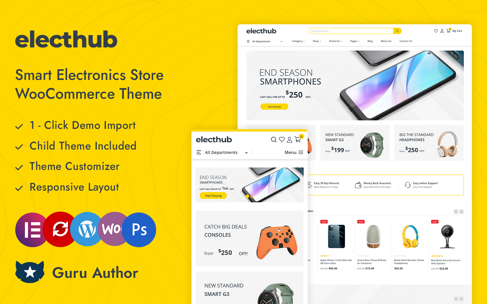 Electhub - Smart Electronic Gadgets Store Elementor WooCommerce Responsive Theme