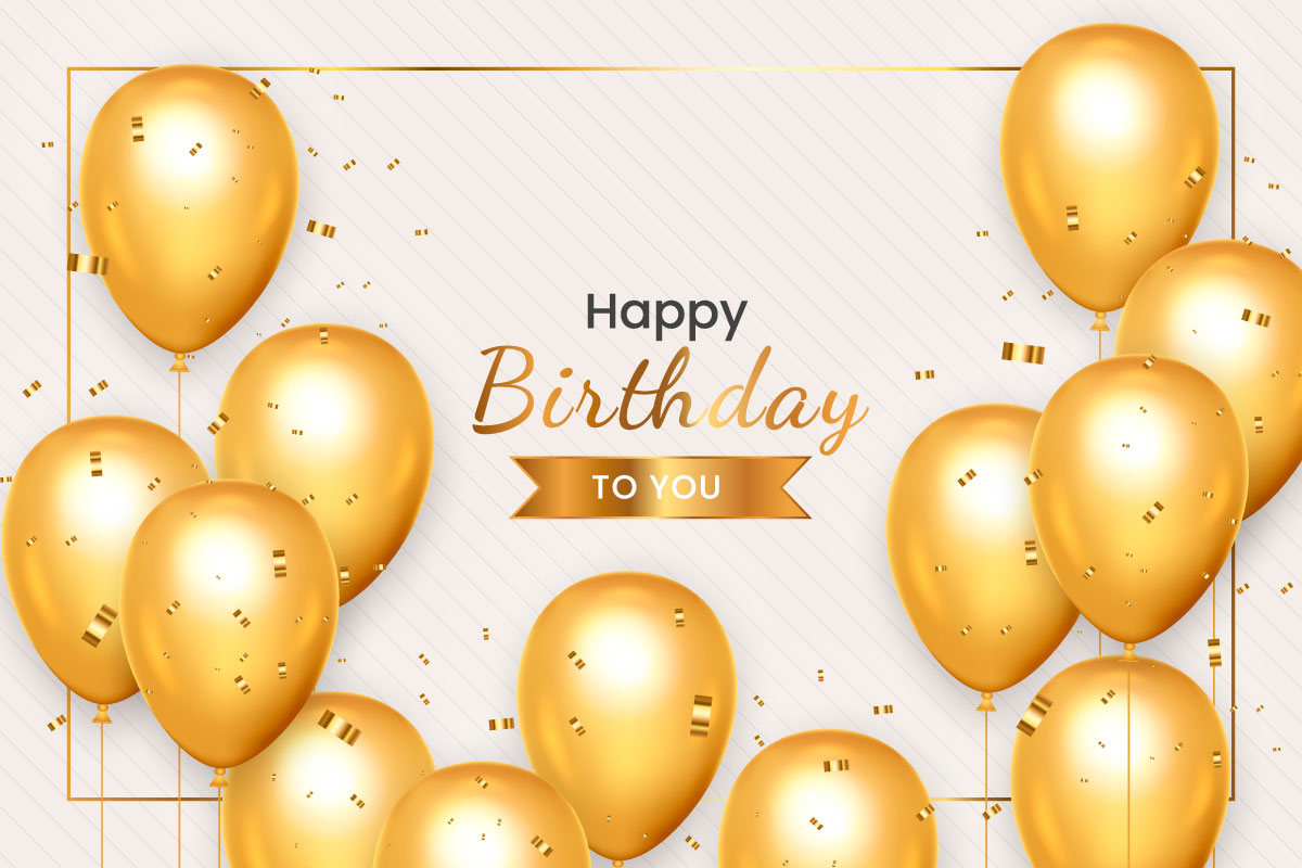 Birthday wish with Realistic golden balloon set with golden confetti balloon background idea