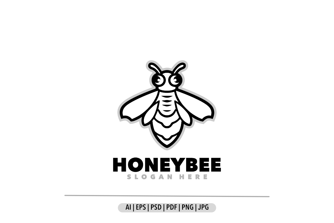 Honeybee line art design simple logo