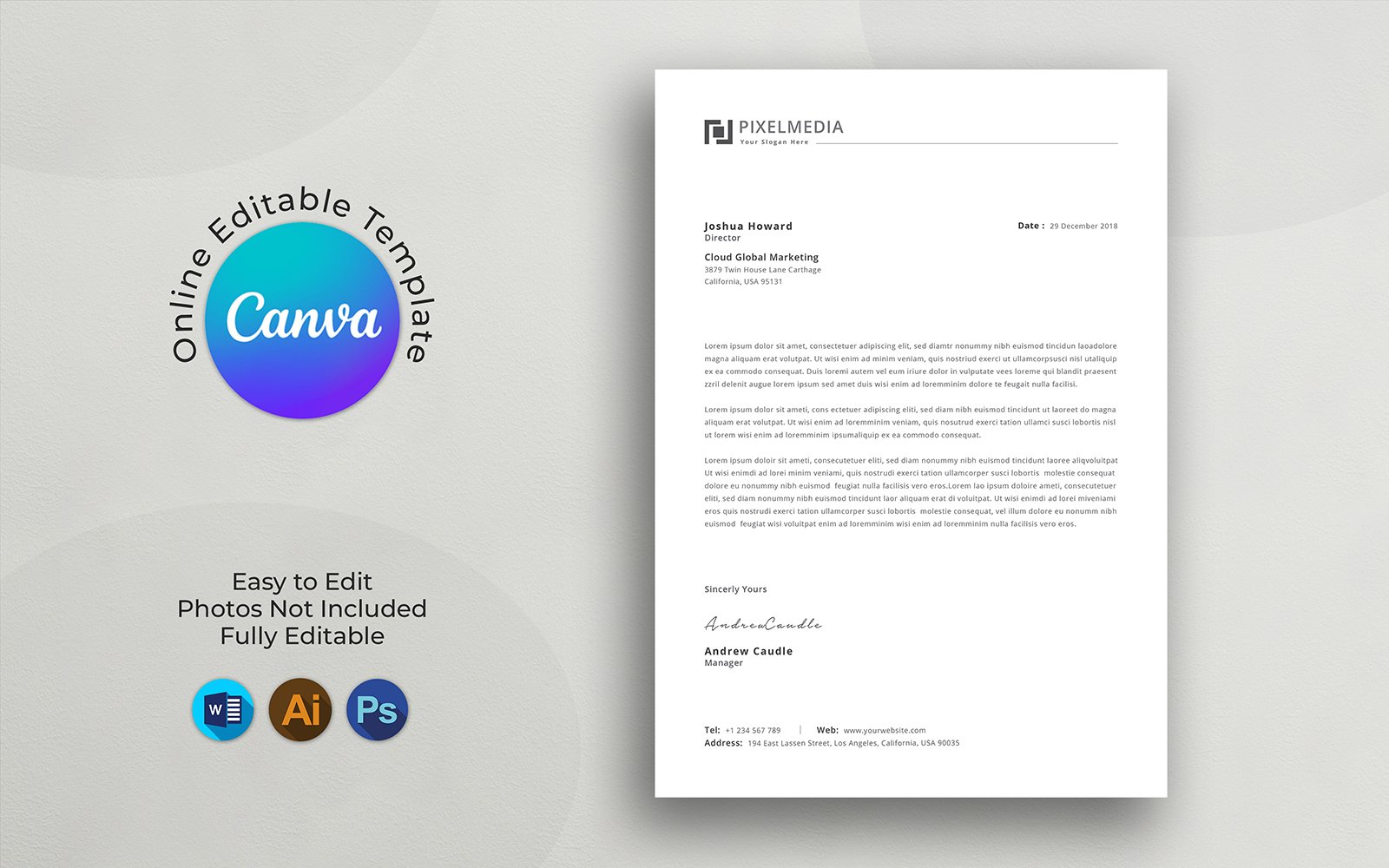 Minimal Corporate Letterhead Canva