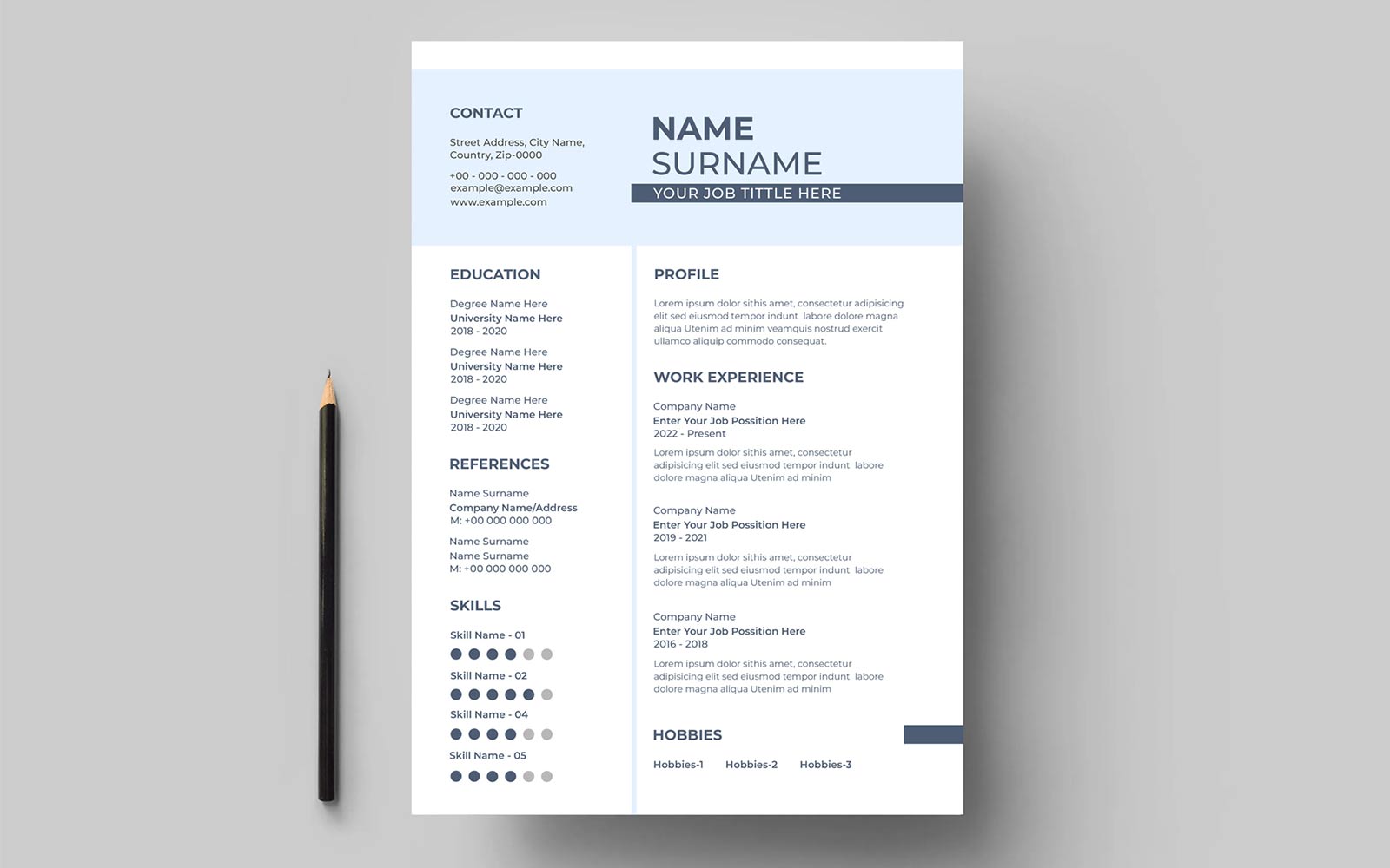 Stylish cv resume template design