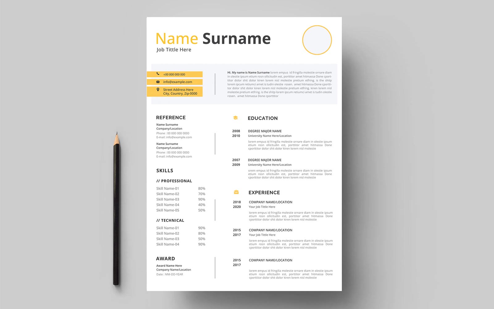Minimalist cv resume template design