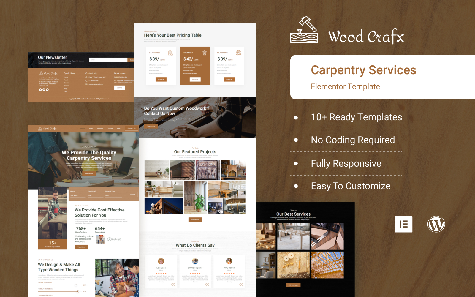 Wood Crafx - Carpenter & Wood Works Elementor Kit