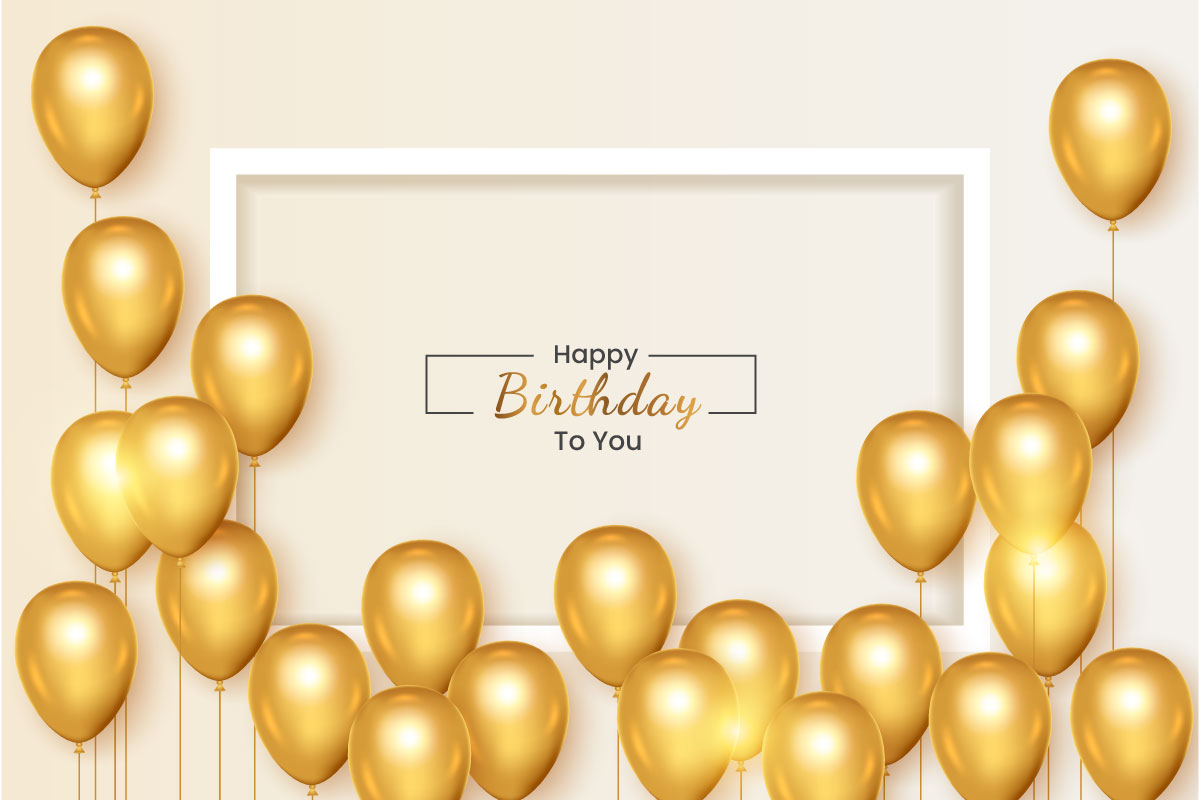 Birthday frame with Realistic  golden balloon set