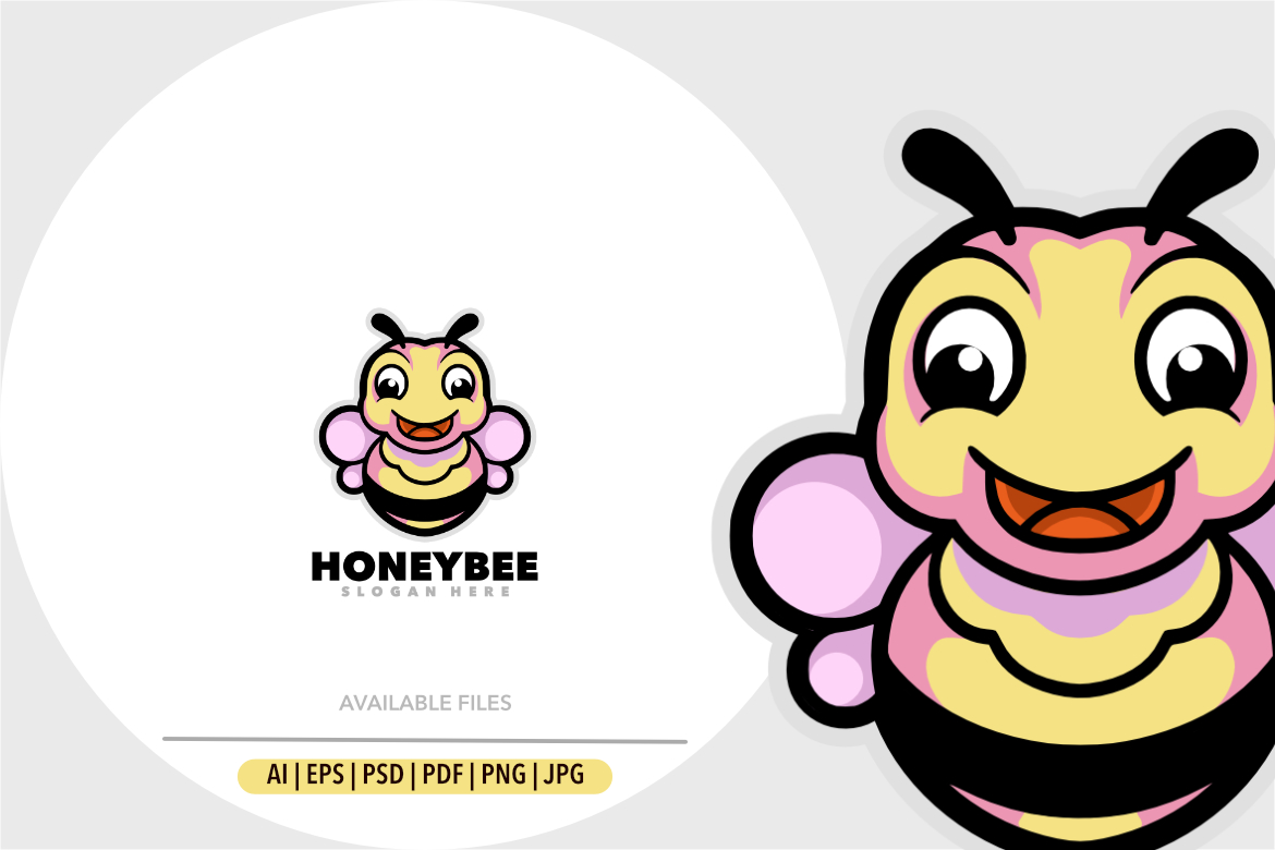 Honeybee cartoon mascot logo design