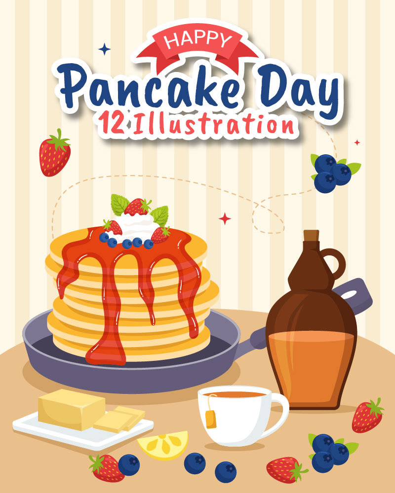 12 Pancake Day Vector Illustration