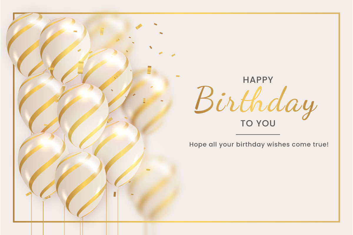 Birthday balloons banner design Happy birthday greeting text with elegant gold  balloon