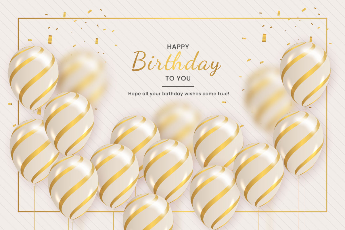 Birthday balloons banner design Happy birthday greeting text