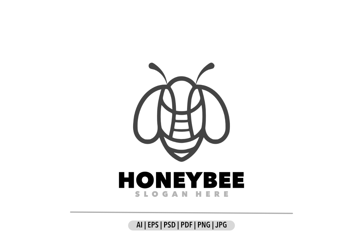 Honeybee line art design mascot logo