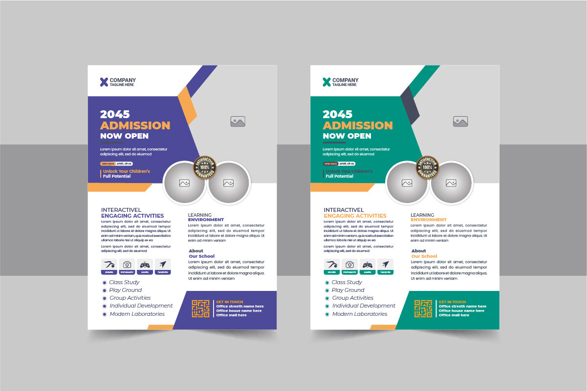 Modern School Admissions Flyer Design Template Layout