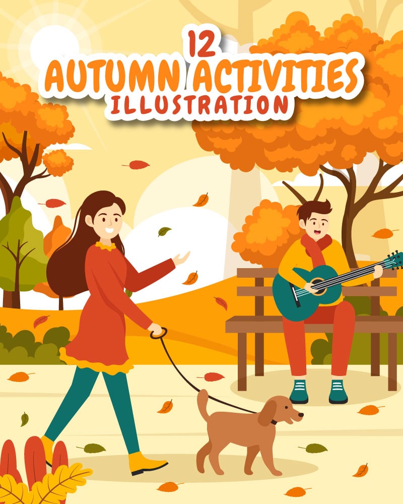 12 Autumn Activity Vector Illustration