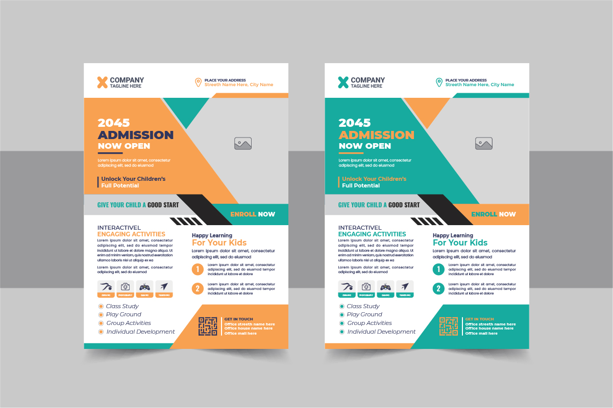 Modern School Admissions Flyer Design Template Layout vector