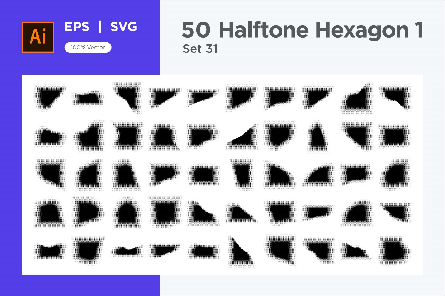 Hexagon shape halftone background V1-50-31