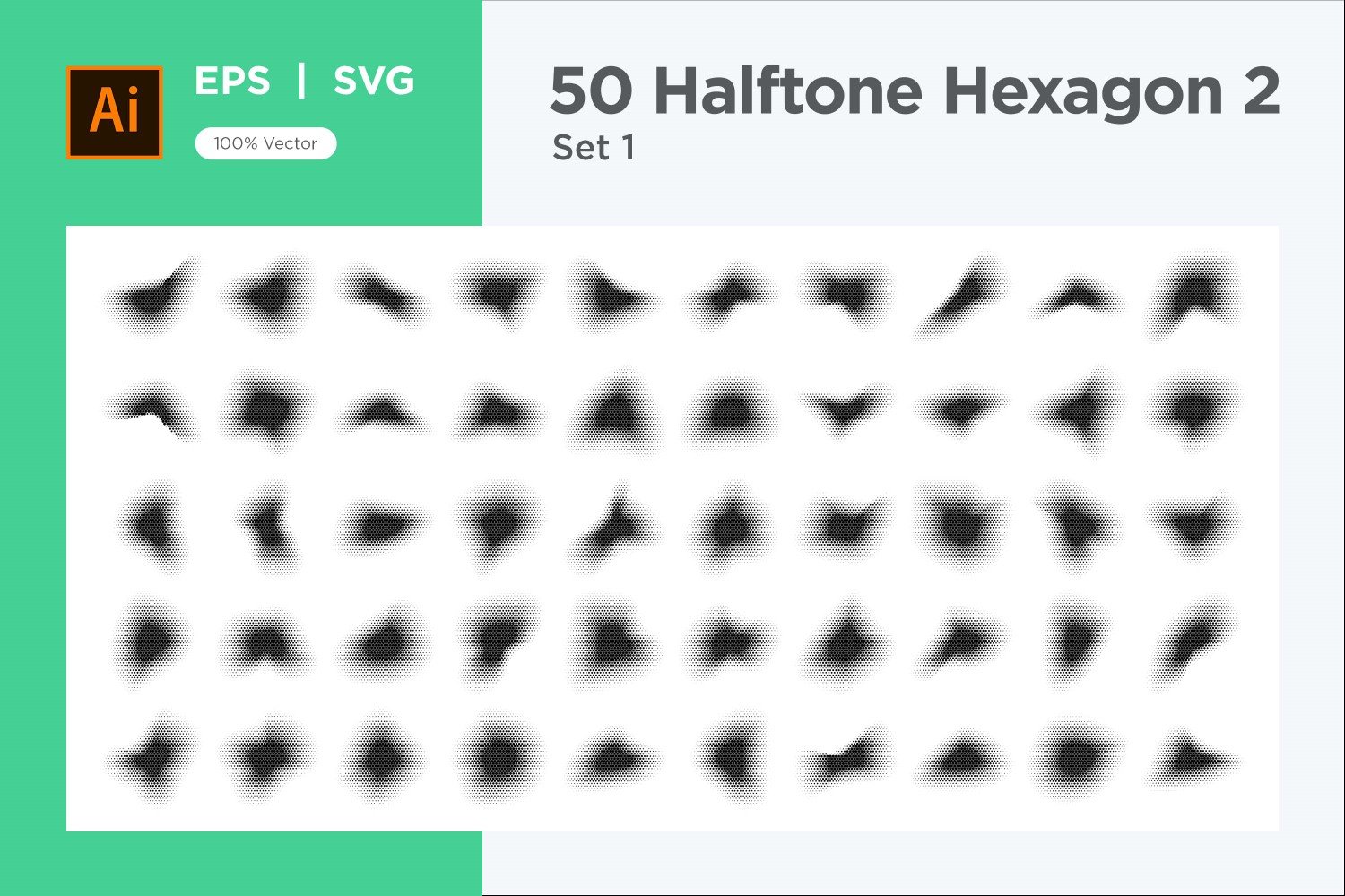 Hexagon shape halftone background V2-50-01