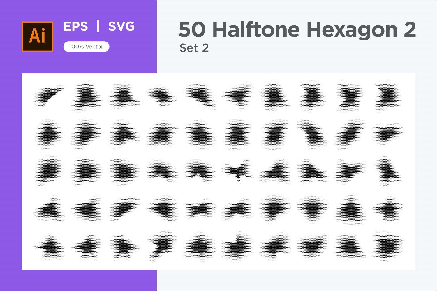 Hexagon shape halftone background V2-50-2