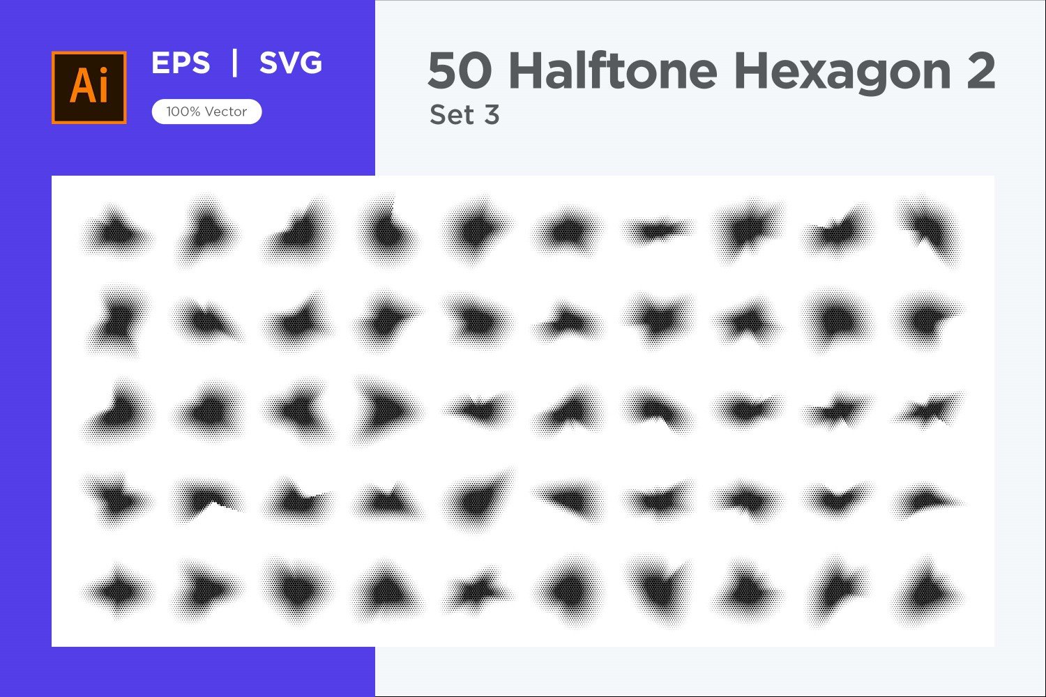 Hexagon shape halftone background V2-50-3