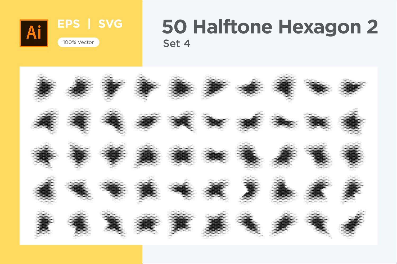 Hexagon shape halftone background V2-50-4