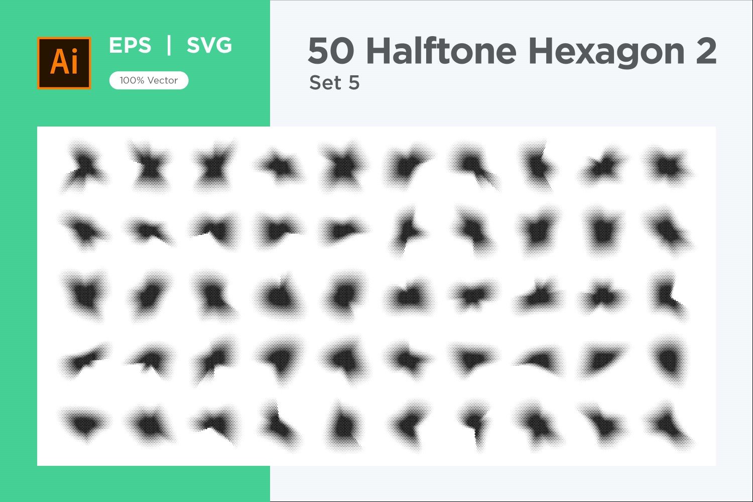 Hexagon shape halftone background V2-50-5