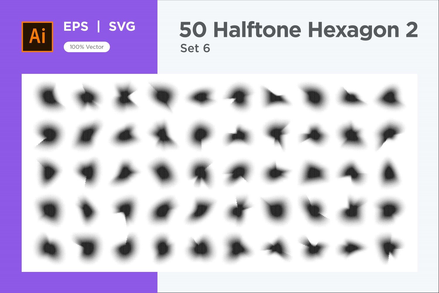 Hexagon shape halftone background V2-50-6