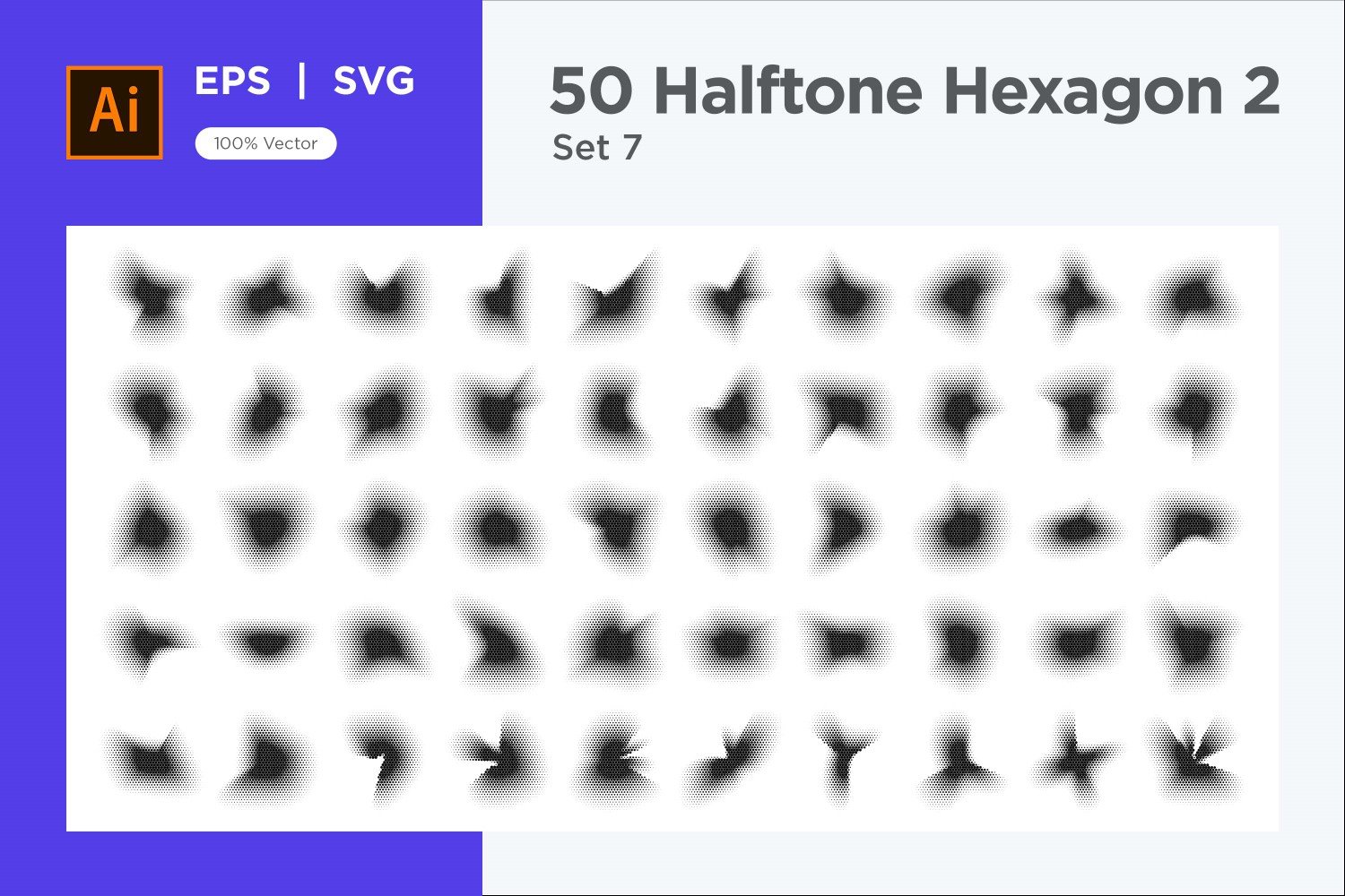 Hexagon shape halftone background V2-50-7