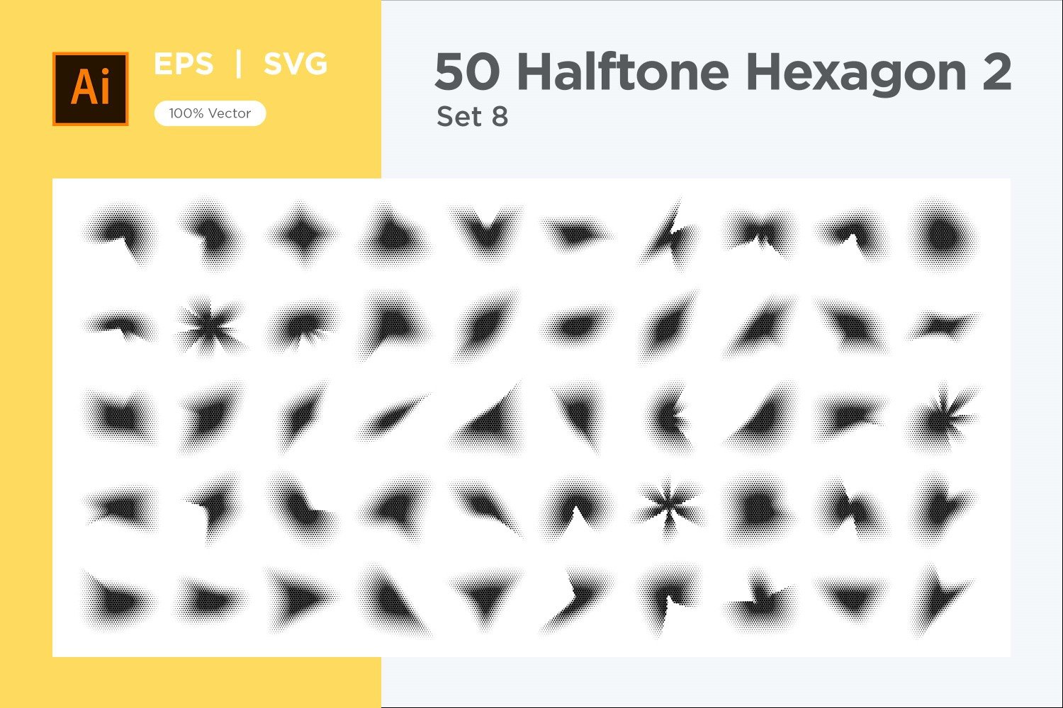 Hexagon shape halftone background V2-50-8