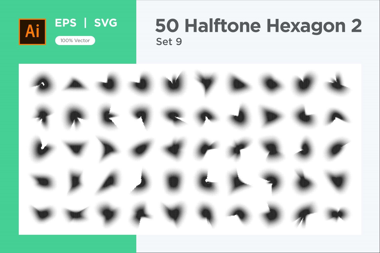 Hexagon shape halftone background V2-50-9