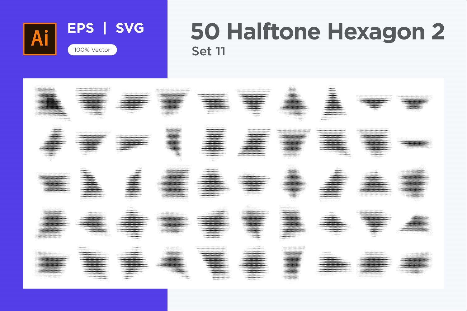 Hexagon shape halftone background V2-50-11