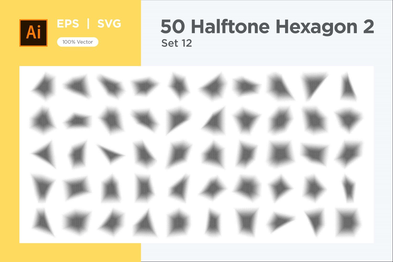 Hexagon shape halftone background V2-50-12