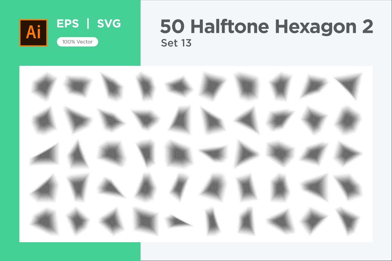 Hexagon shape halftone background V2-50-13