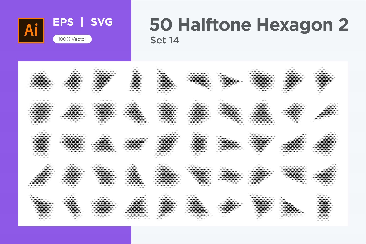 Hexagon shape halftone background V2-50-14