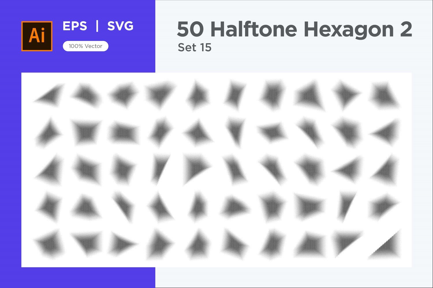 Hexagon shape halftone background V2-50-15