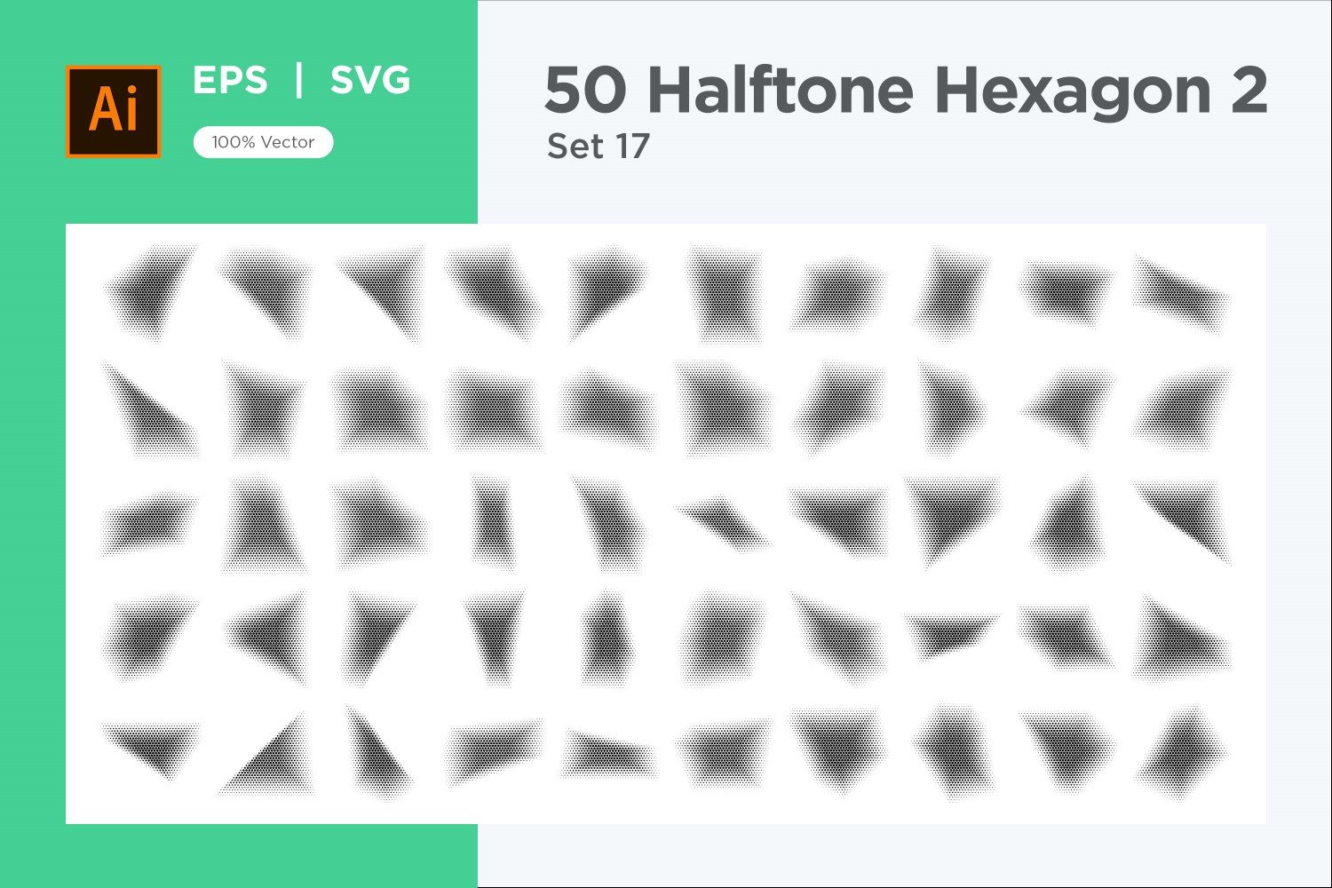 Hexagon shape halftone background V2-50-17