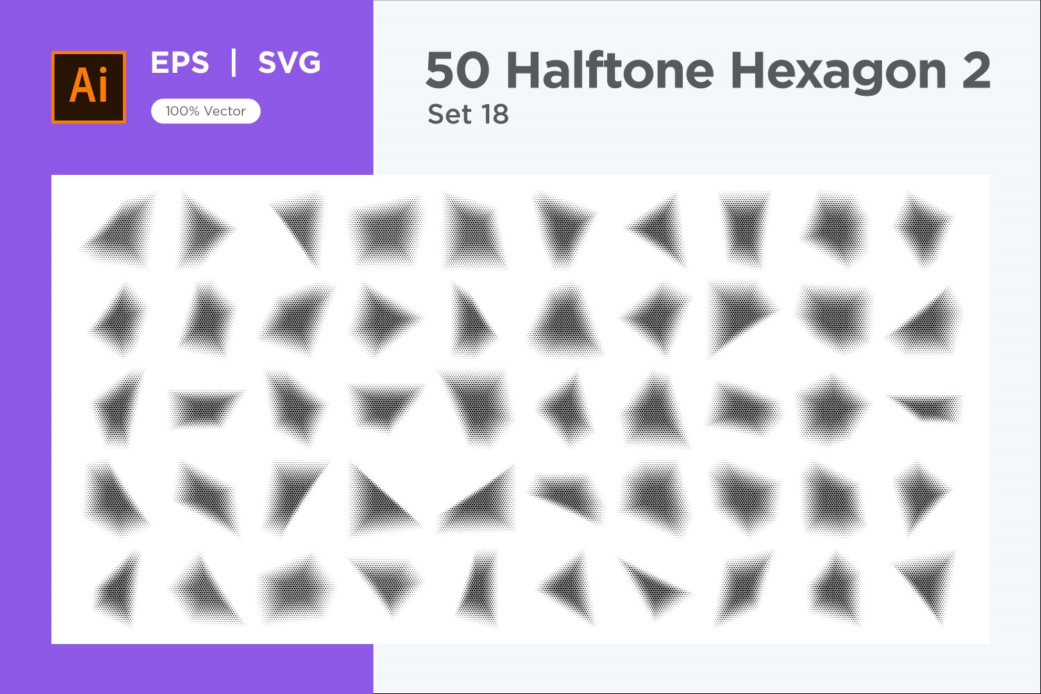 Hexagon shape halftone background V2-50-18