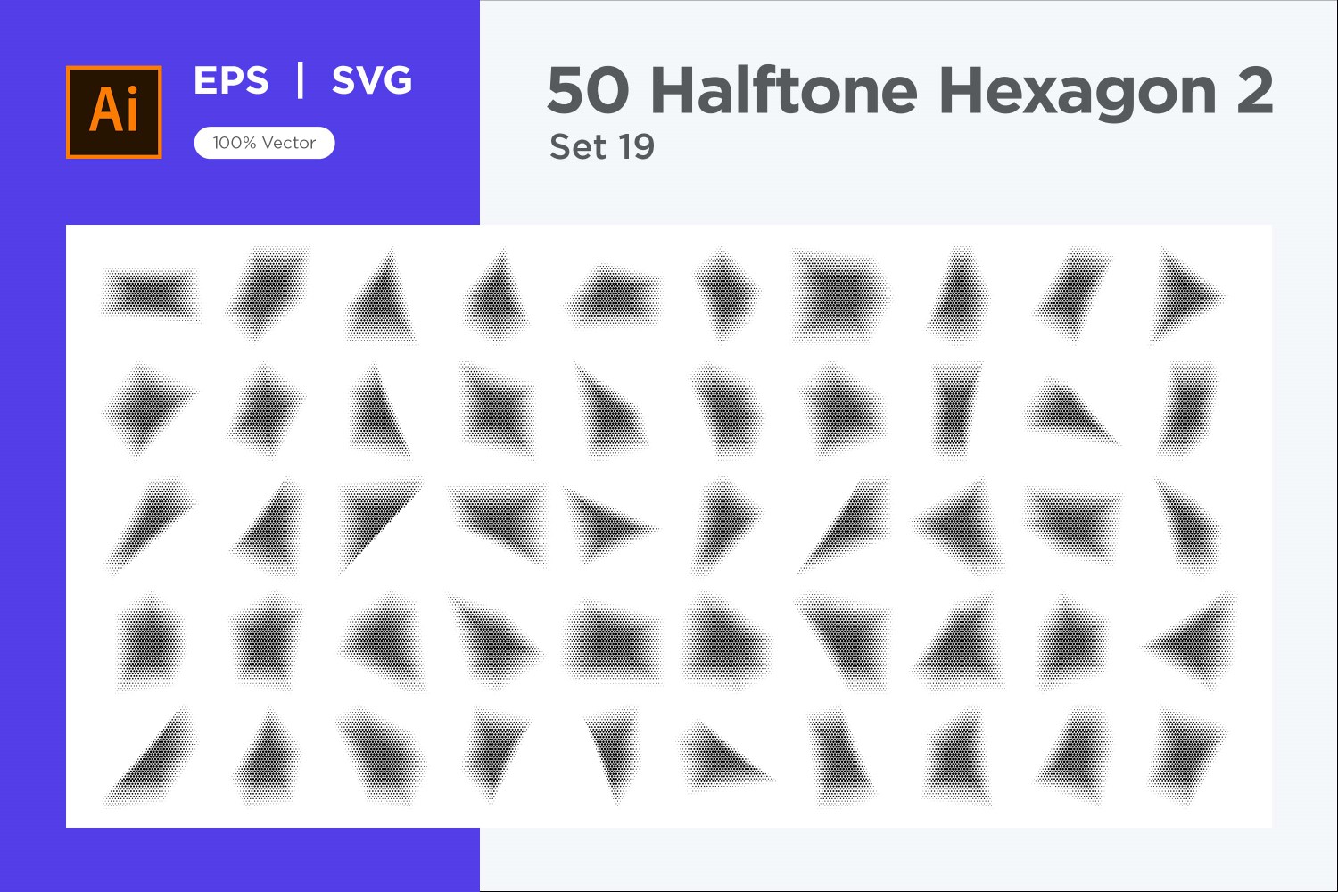 Hexagon shape halftone background V2-50-19